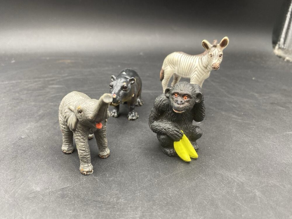 Vintage AAA Lot Of 4 x Wild Animals Figurine 90s Hard Rubber Toys